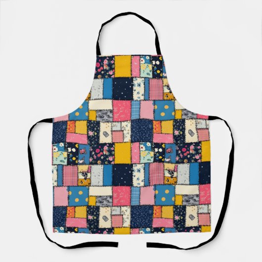 Schattig patchwork ontwerp, speels patroon schort (Voorkant)