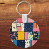 Schattig patchwork ontwerp, speels patroon sleutelhanger (Achterkant)