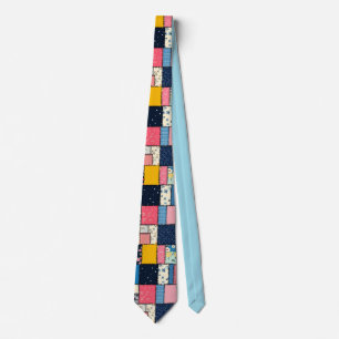 Schattig patchwork ontwerp, speels patroon stropdas