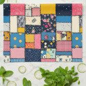 Schattig patchwork ontwerp, speels patroon theedoek (Gevouwen)