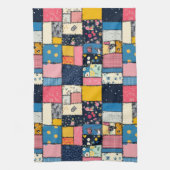 Schattig patchwork ontwerp, speels patroon theedoek (Verticaal)