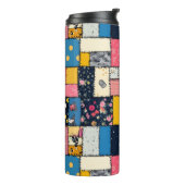 Schattig patchwork ontwerp, speels patroon thermosbeker (Gedraaid links)