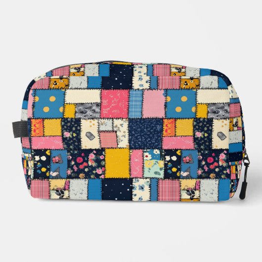 Schattig patchwork ontwerp, speels patroon toilettasje (Voorkant)