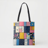 Schattig patchwork ontwerp, speels patroon tote bag (Voorkant)