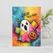 Schattig Patchwork Spook Kleurrijke Spat Kunst Kaart (Staand voorkant)