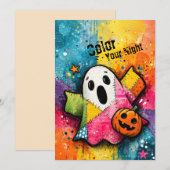 Schattig Patchwork Spook Kleurrijke Spat Kunst Kaart (Voorkant / Achterkant)
