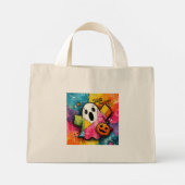 Schattig Patchwork Spook Kleurrijke Spat Kunst Mini Tote Bag (Achterkant)
