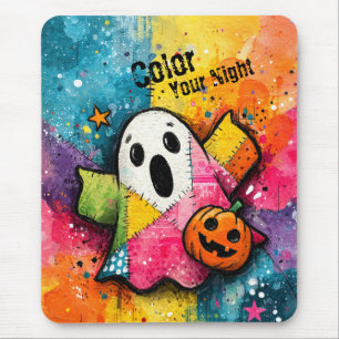 Schattig Patchwork Spook Kleurrijke Spatverf Kunst Muismat