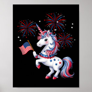 Schattig Patriottisch Americorn Eenhoorn Vuurwerk  Poster