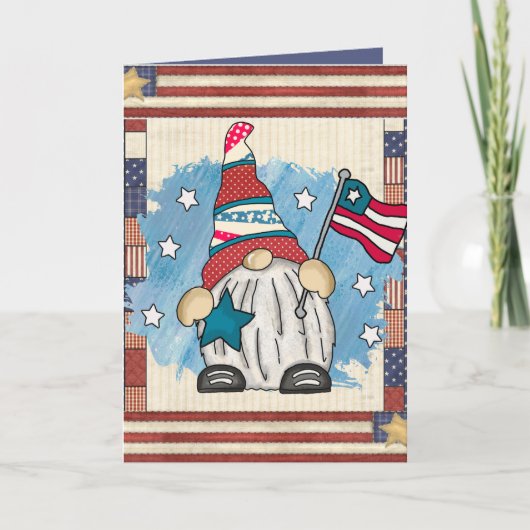 schattig patriottisch gnome voeg tekst toe kaart (Voorkant)