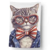 SCHATTIG PATRIOTTISCH ROOD WIT BLAUW TABBY KAT