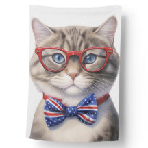 SCHATTIG PATRIOTTISCH ROOD WIT BLAUW TABBY KAT