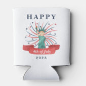 Schattig patriottisch rood wit en blauw 4 juli blikjeskoeler (Achterkant)