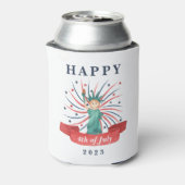Schattig patriottisch rood wit en blauw 4 juli blikjeskoeler (Blikje Achterkant)