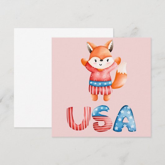 Schattig Patriottische Fox Flat Wenskaart (Voorkant / Achterkant)