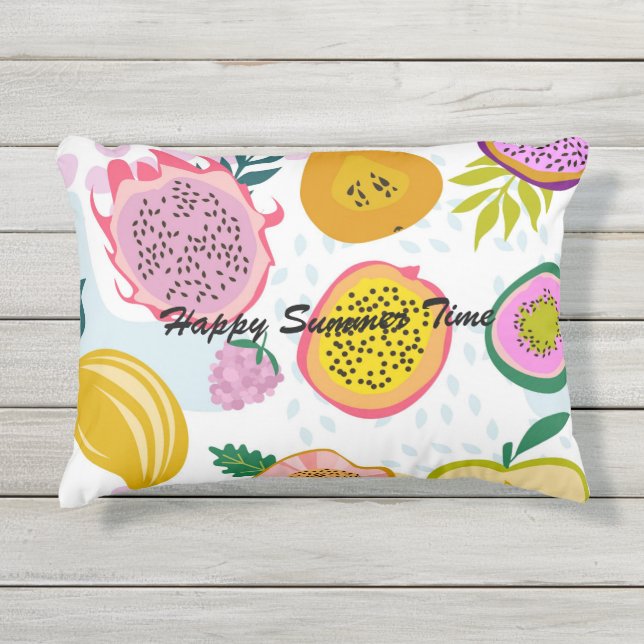 Schattig patroon van fruit en tekstscript schattig buitenkussen (Voorkant)