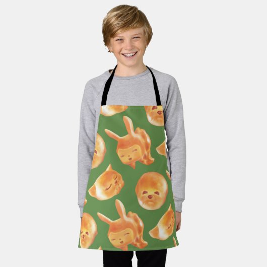 Schattig patroon van gebroken brood schort (Gedragen)