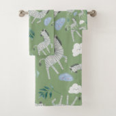 Schattig patroon van het groene safari-zebra bad handdoek (Insitu)