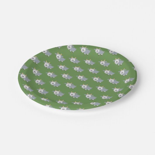 Schattig patroon van kleine grijze geiten papieren bordje (Gekanteld)