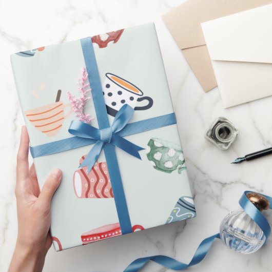 Schattig patroon van kleurrijke mokken met een sno cadeaupapier (Geschenken)