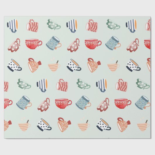 Schattig patroon van kleurrijke mokken met een sno cadeaupapier (Vlak)