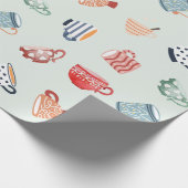 Schattig patroon van kleurrijke mokken met een sno cadeaupapier (Hoek)