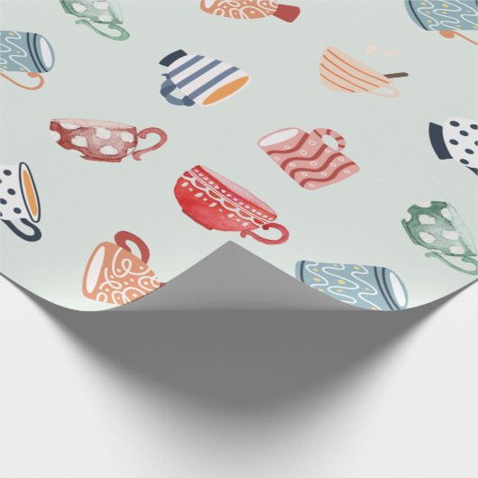 Schattig patroon van kleurrijke mokken met een sno cadeaupapier (Hoek)