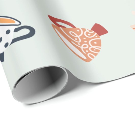 Schattig patroon van kleurrijke mokken met een sno cadeaupapier (Rol Hoek)