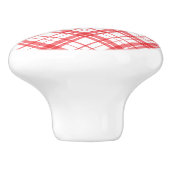 Schattig patroon van tartan-gipsplaat, roze en wit keramische knop (Zijkant)