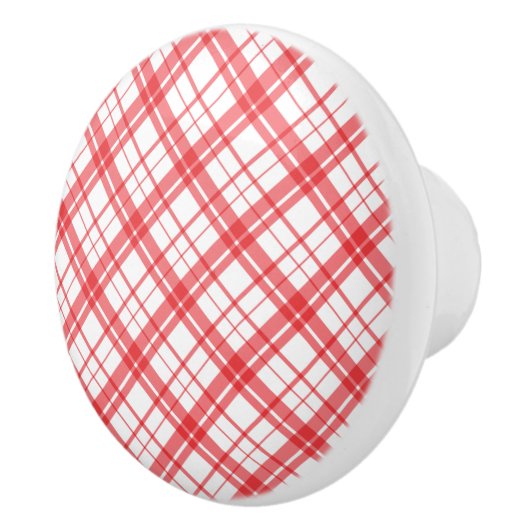 Schattig patroon van tartan-gipsplaat, roze en wit keramische knop (Rechts)