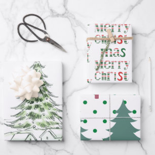 Schattig patroon Xmas moderne trendy green tree st Inpakpapier Vel