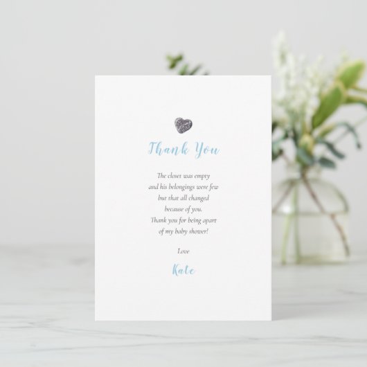 Schattig Pebble Heart Baby shower Dank u Gedicht Bedankkaart (Staand voorkant)