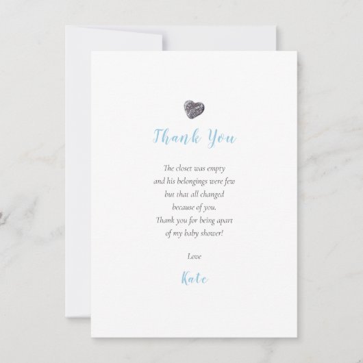 Schattig Pebble Heart Baby shower Dank u Gedicht Bedankkaart (Voorkant)