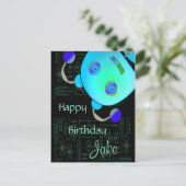 Schattig Peek A Boo Blue Robot Verjaardag Briefkaart (Staand voorkant)