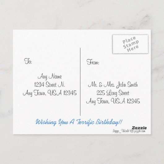 Schattig Peek A Boo Blue Robot Verjaardag Briefkaart (Achterkant)