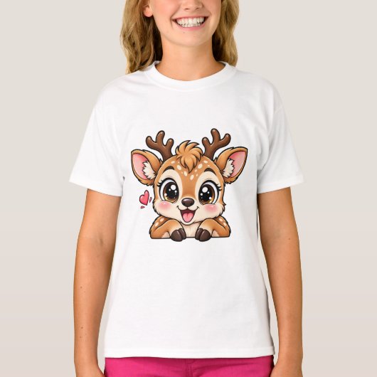 Schattig Peekaboo Hert T-shirt (Voorkant)
