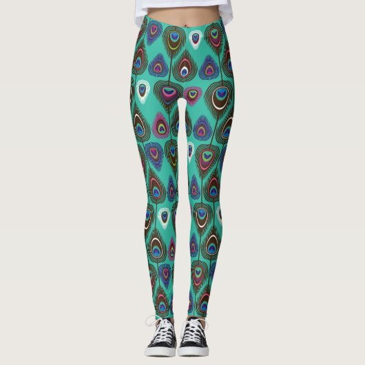 schattig pekelvederpatroon leggings (Voorkant)