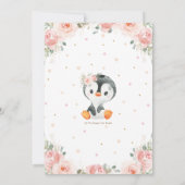 Schattig Penguin Blush Floral Girl Baby shower Kaart (Achterkant)