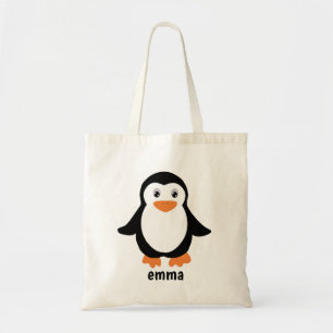 schattig Penguin cartoon Aangepaste jouw naam of t Tote Bag