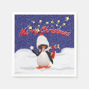Schattig Penguin Ornament Kerstparadijs Servetten