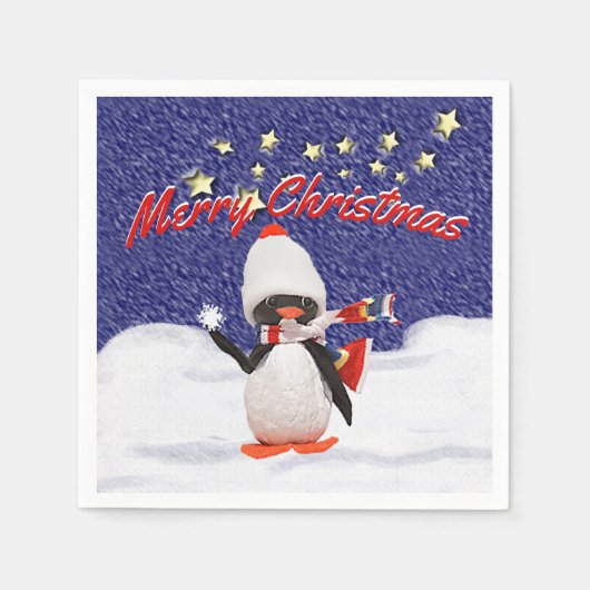 Schattig Penguin Ornament Kerstparadijs Servetten (Voorkant)