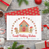 Schattig peperkoek huis lieve wensen rustiek hout feestdagenkaart