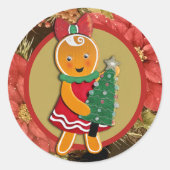Schattig peperkoek Lady Christmas Ronde Sticker (Voorkant)