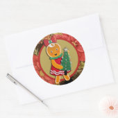 Schattig peperkoek Lady Christmas Ronde Sticker (Envelop)