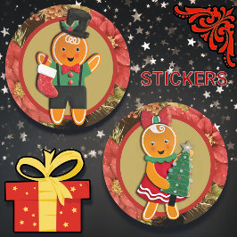 Schattig peperkoek Lady Christmas Ronde Sticker