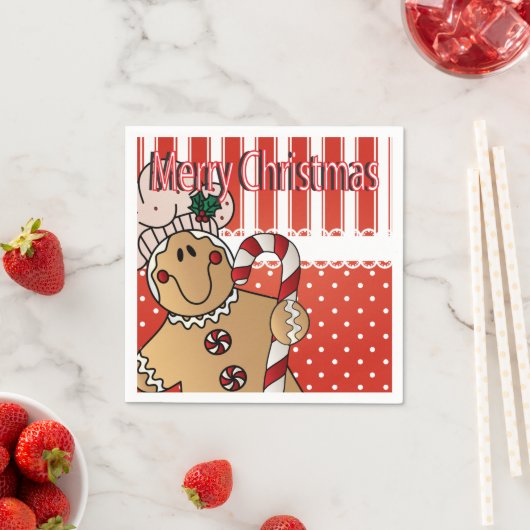 Schattig peperkoek man kerst plezier servet (Insitu)