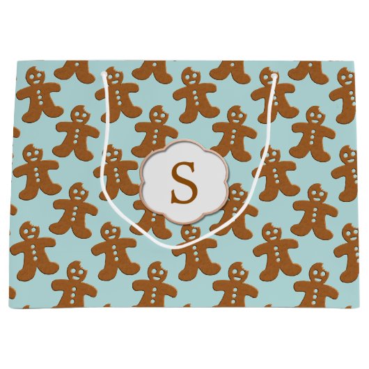 Schattig peperkoek man patroon kerst vakantie groot cadeauzakje (Voorkant)