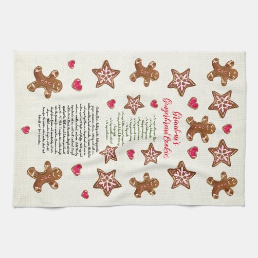 Schattig peperkoek Oma's Christmas Cookie Recept Theedoek (Horizontaal)