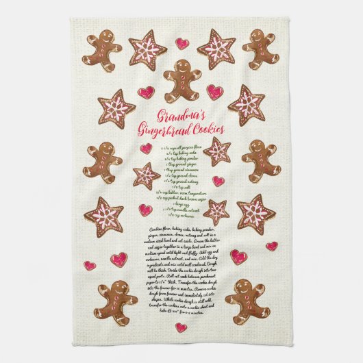 Schattig peperkoek Oma's Christmas Cookie Recept Theedoek (Verticaal)