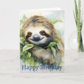 Schattig Persoonlijk Aquarel Luiaard Ontwerp Kaart (Voorkant)